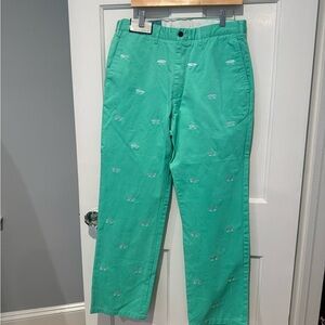 Castaway Mint Green Pants w/ Embroidered PIGS 34 x 32 NWT Khakis